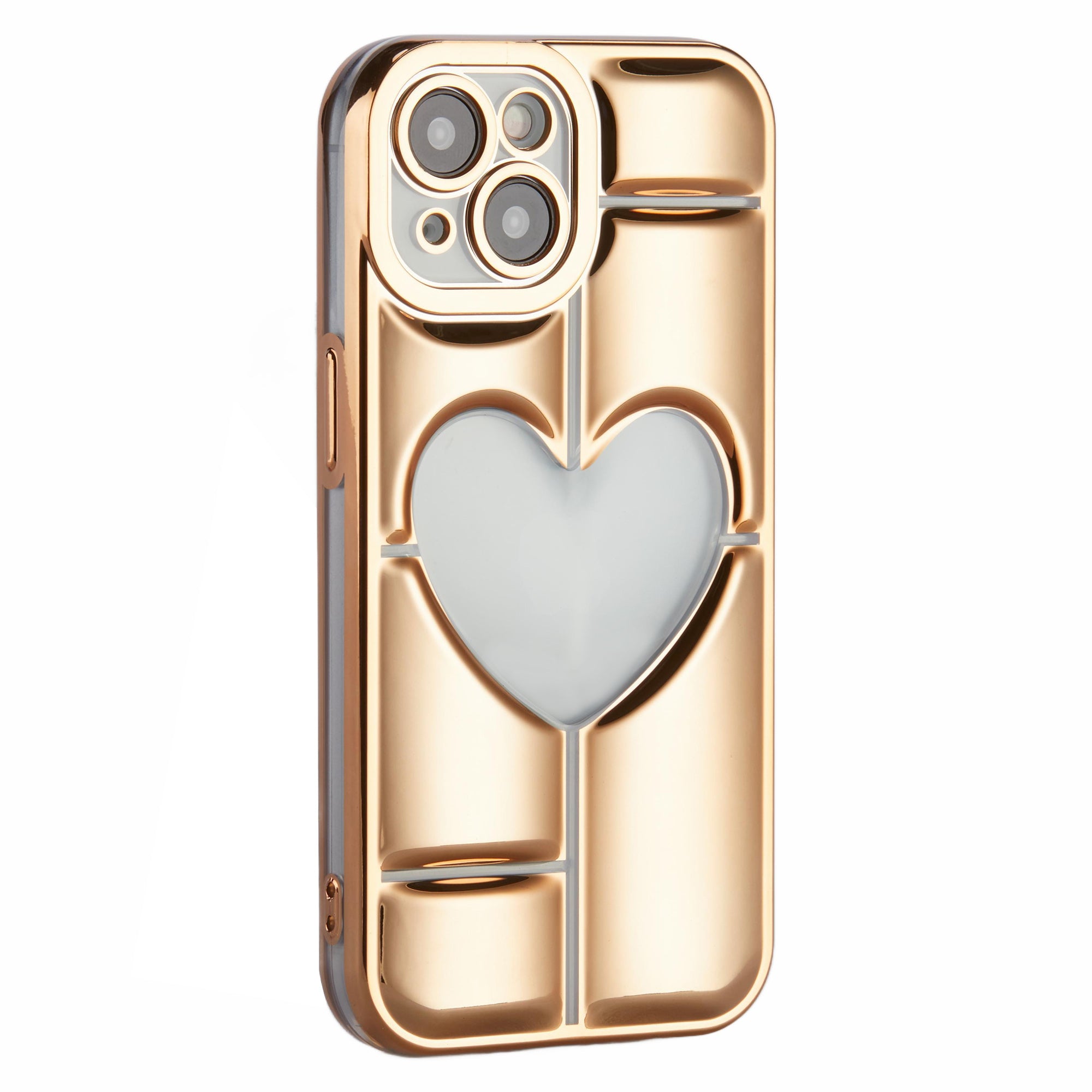 MNS Series Electroplating Case for iPhone 14 TPU Phone Cover with Clear 3D Heart - Black MNS Series Electroplating Case for iPhone 14 TPU Phone Cover with Clear 3D Heart - Black
